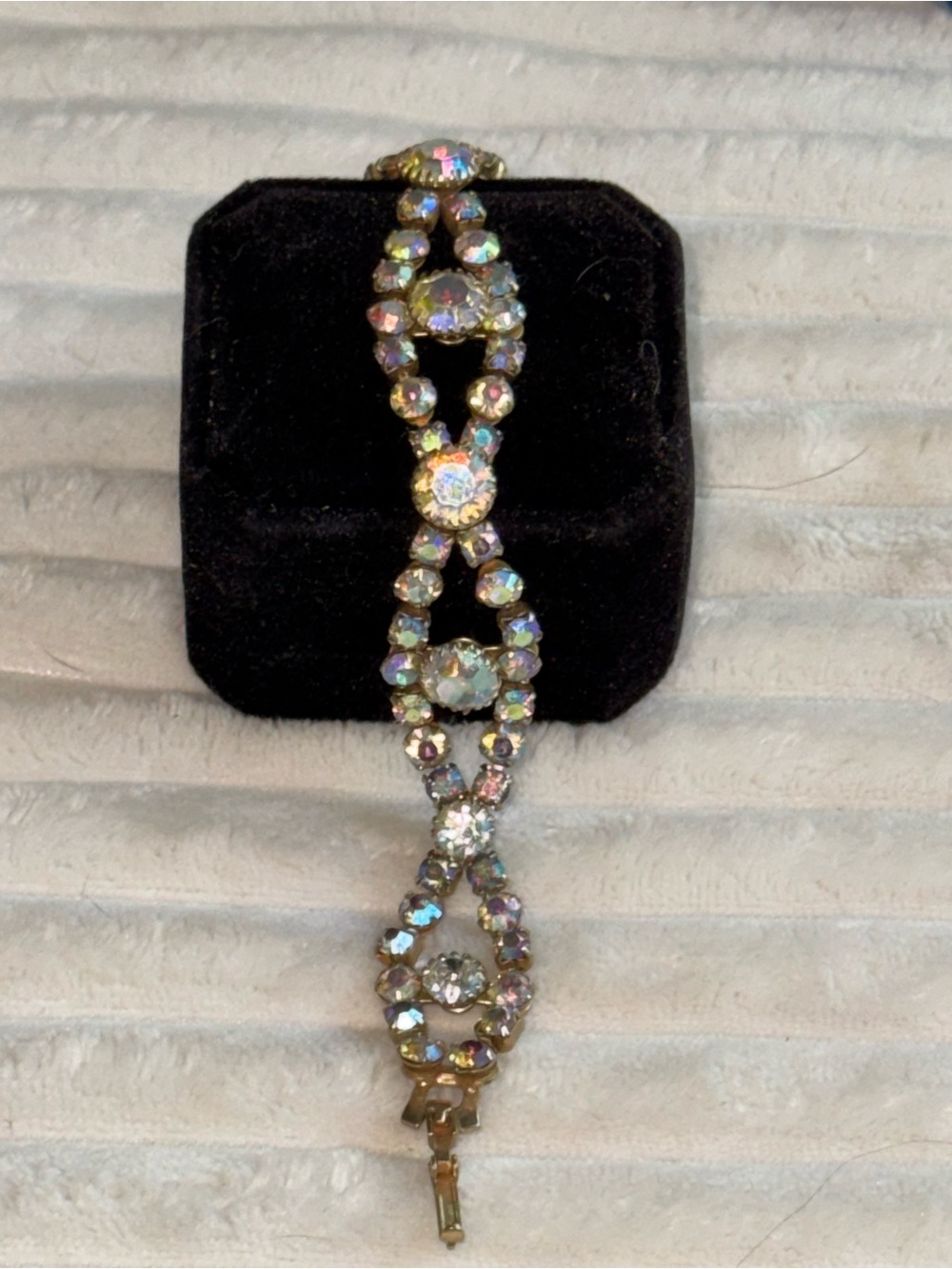 VTG Triad Aurora Borealis Rhinestone Bracelet Mid Century Signed Canada Vintage